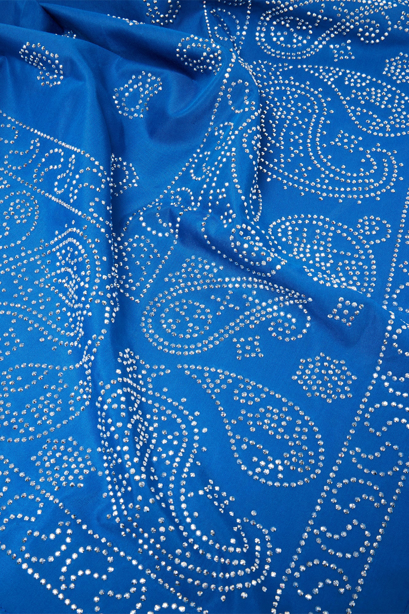 Rhinestone Embellished Paisley Bandana - Blue