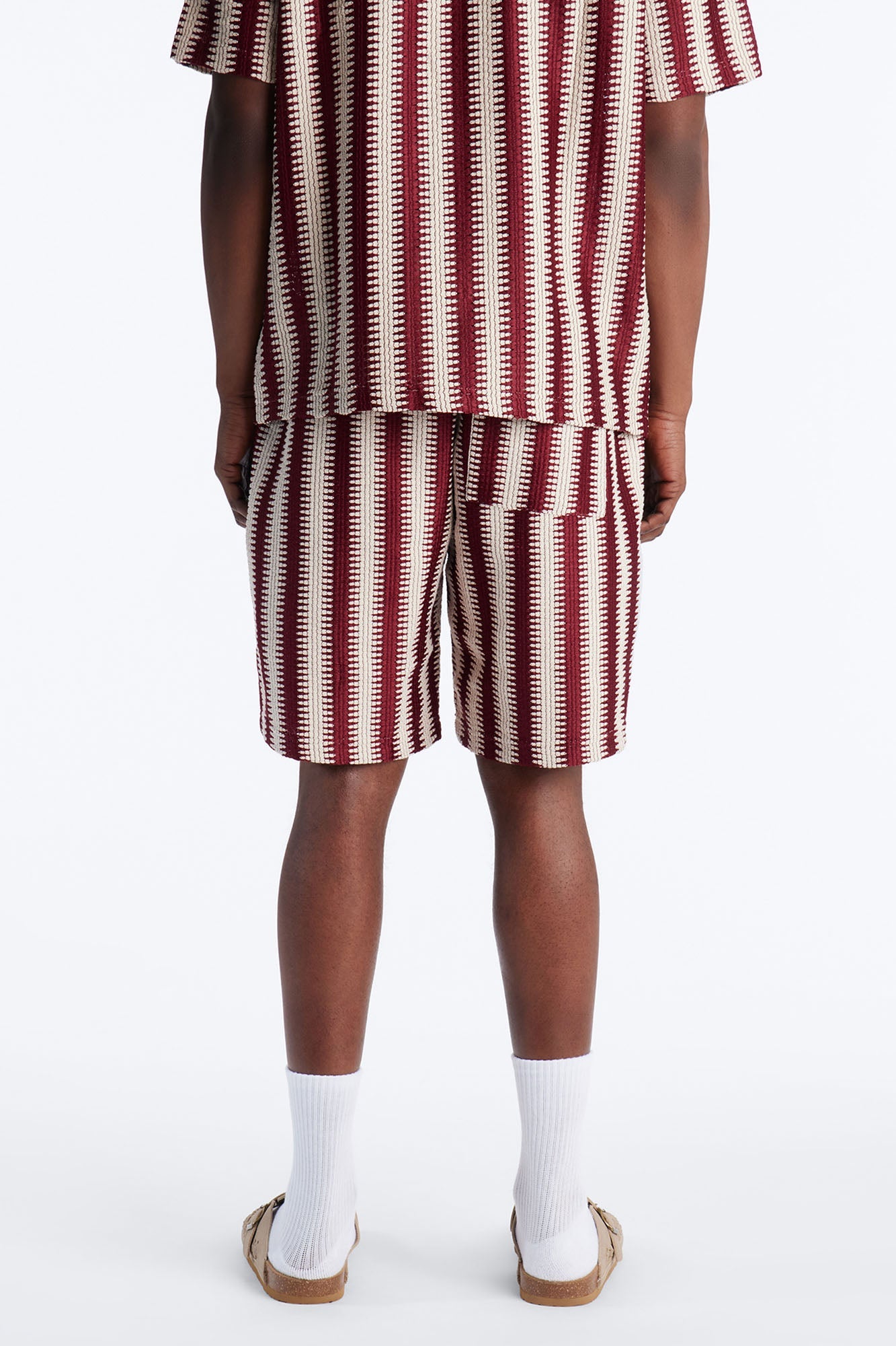 Summit Striped Relaxed Shorts - Burgundy