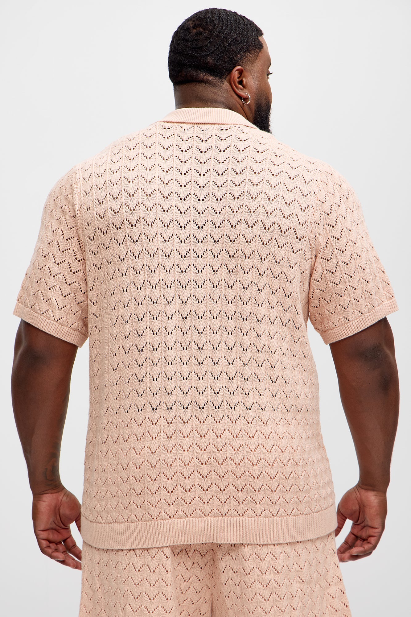 Waterfall Texture Open Knit Shirt - Mauve