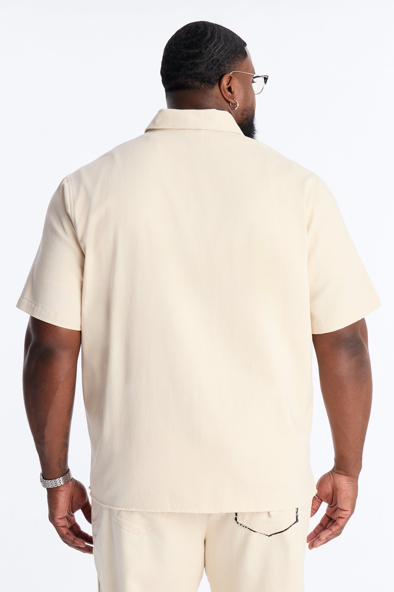 Textured Paradise Thread Zip Shirt - Cream