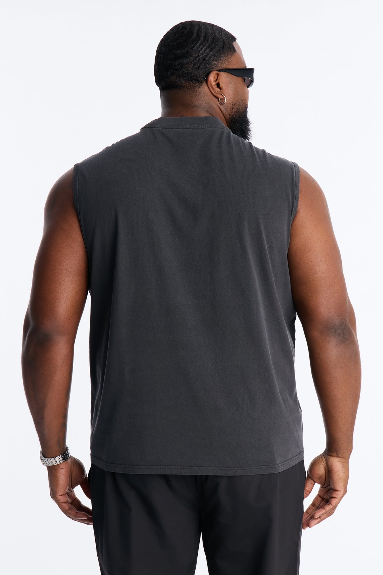 Cropped Muscle Tee - Black Wash