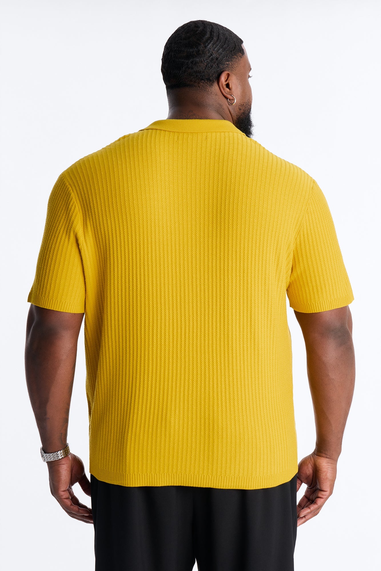 Coastal Knit Short Sleeve Shirt - Mustard