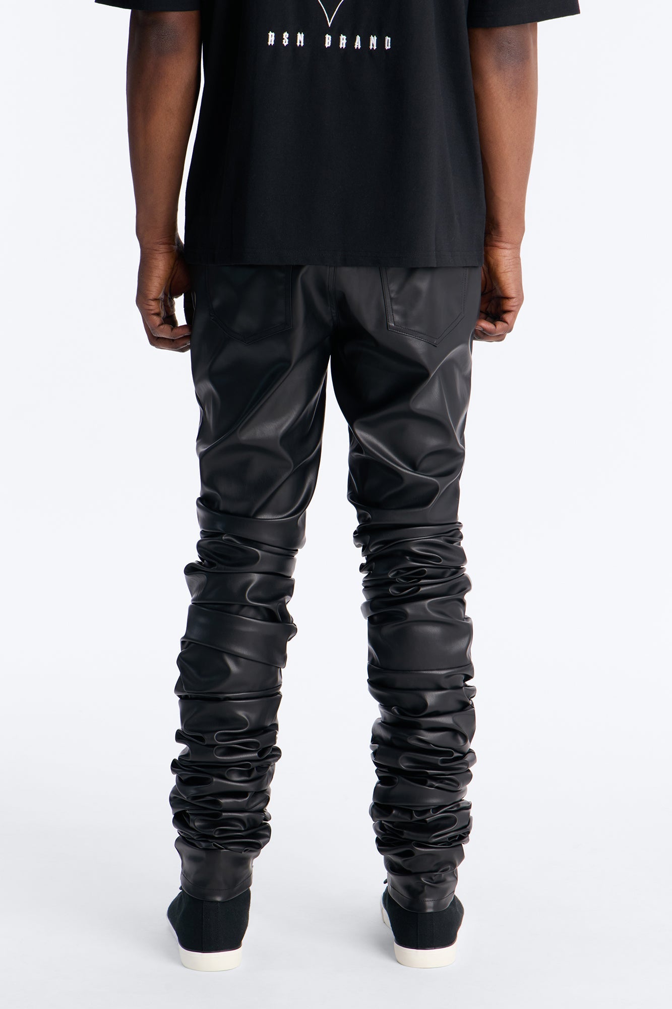 Skinny Ultra Stacked Faux Leather Pant - Black
