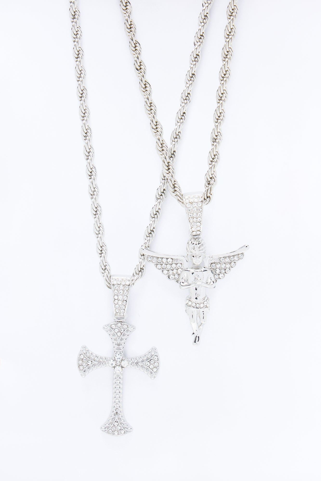 Divine Protector Necklace Set - Silver