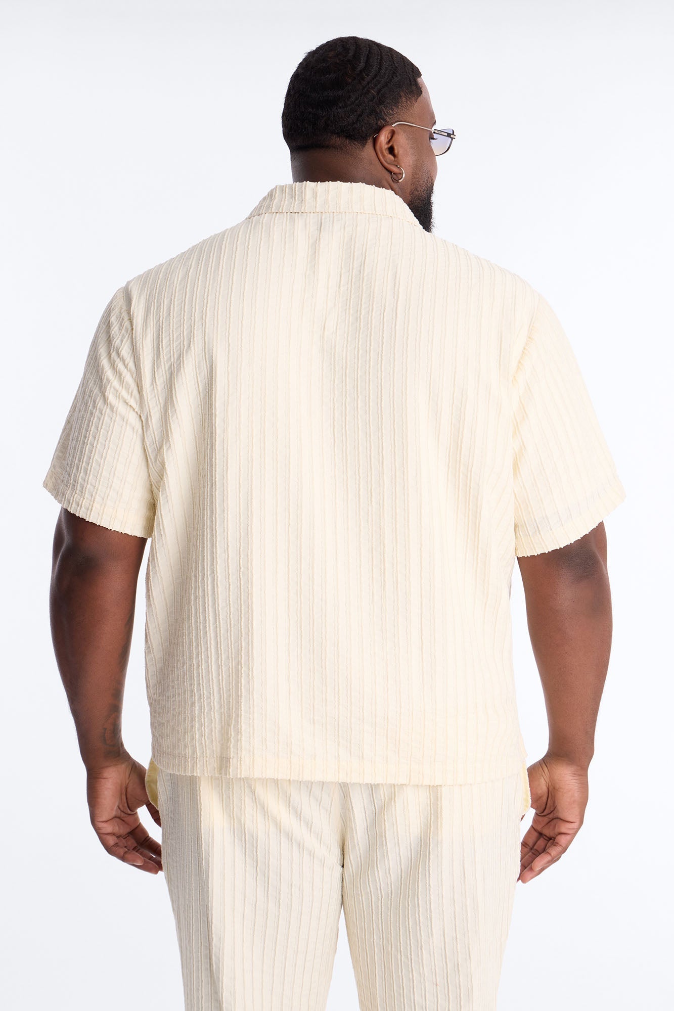 Relaxed Aegean Pleat Cuban Collar Button Up - Cream