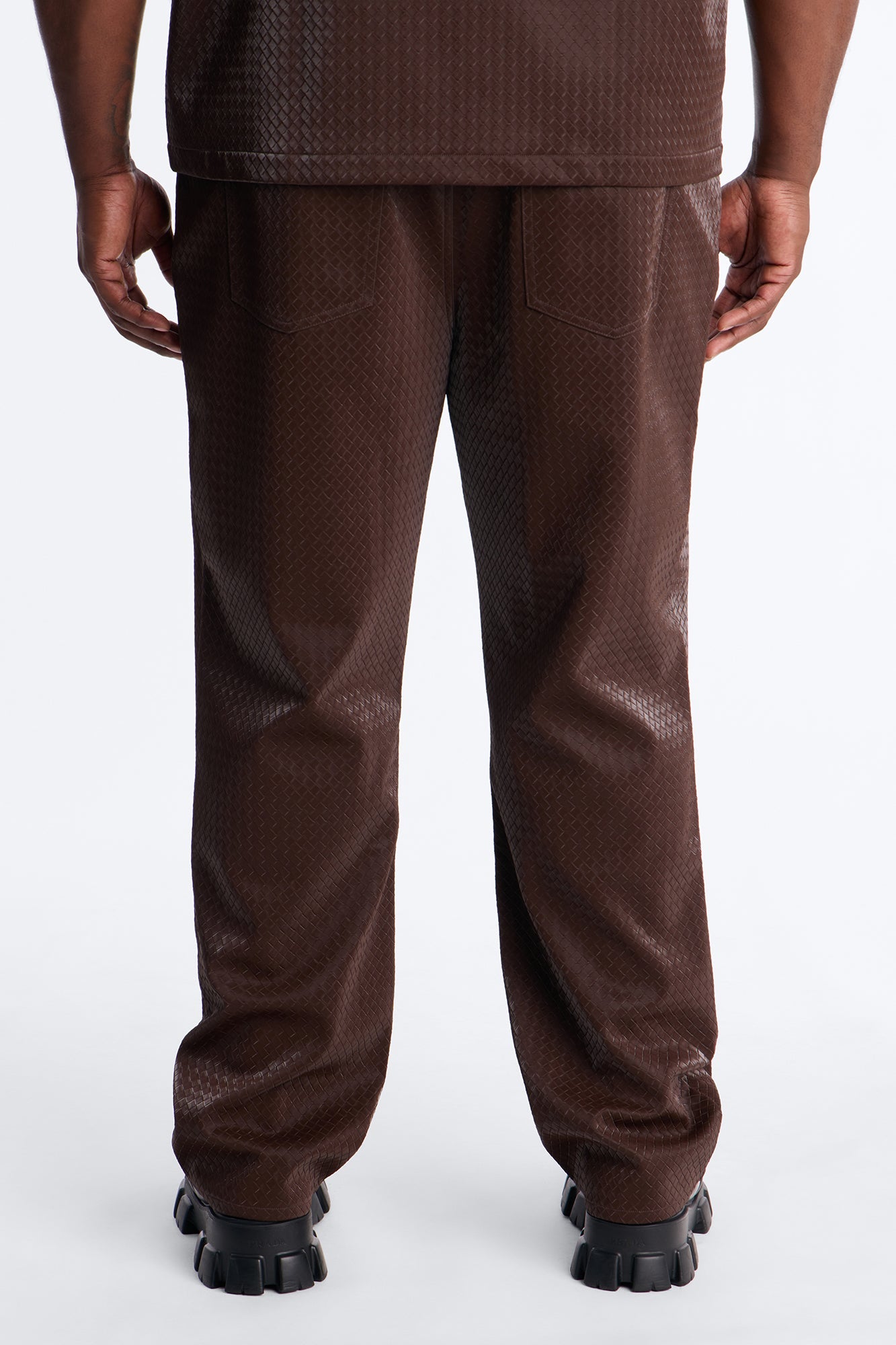 Straight Tisse Textured Faux Leather Pant - Brown
