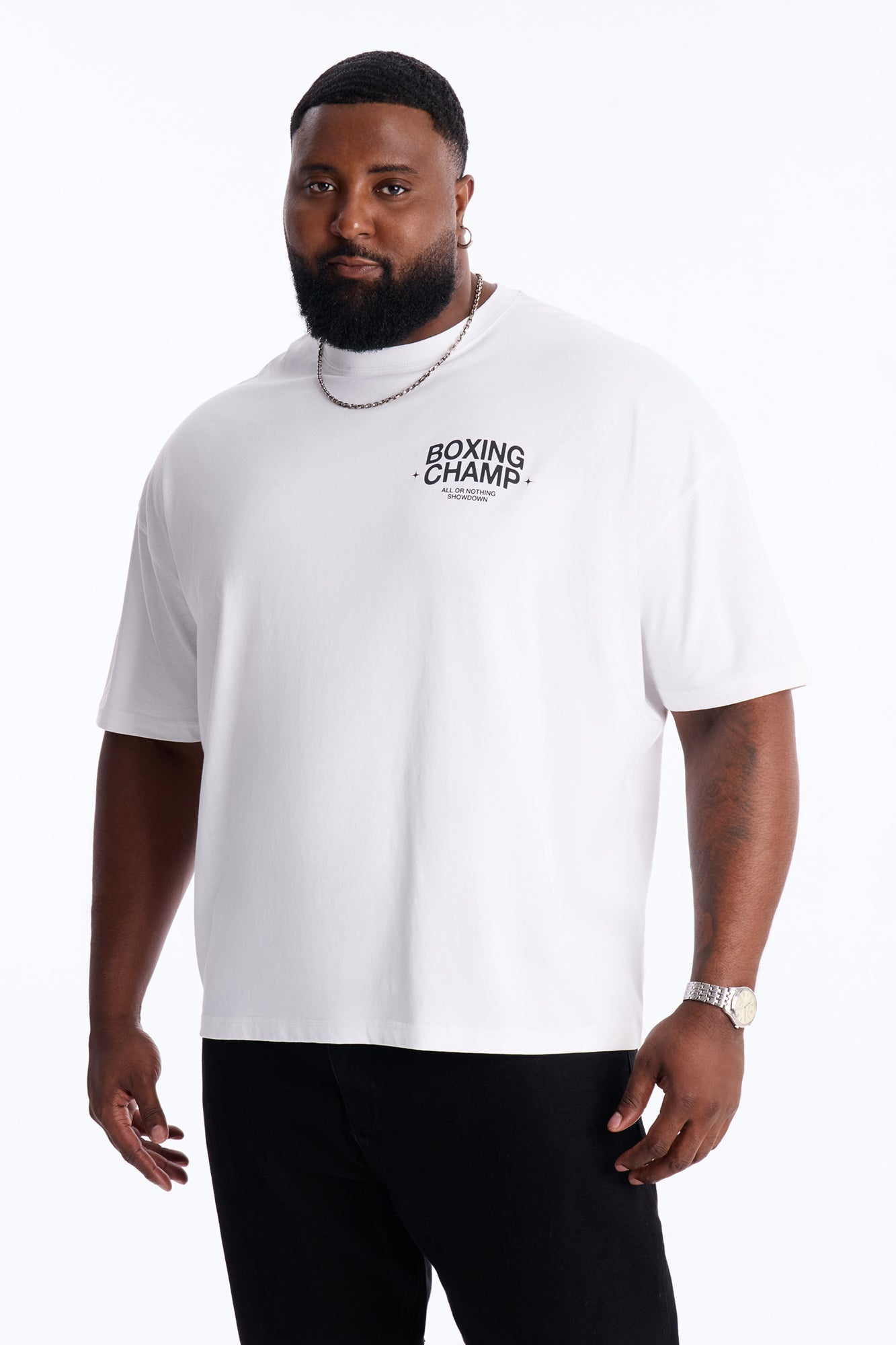 Boxing Champ Oversized Short Sleeve Tee - White