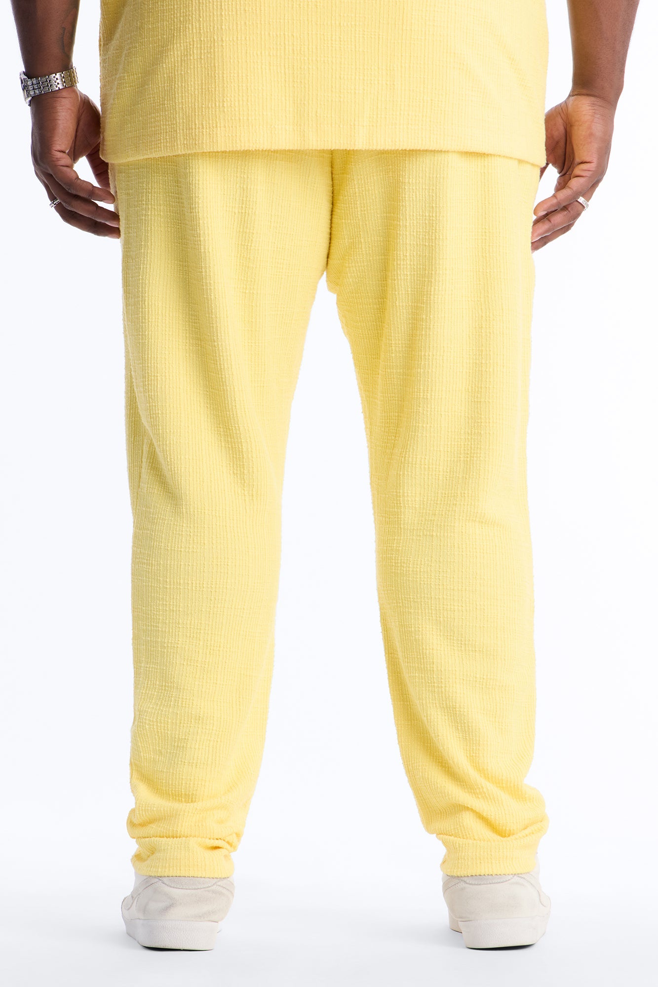 Dean Textured Slim Pants - Butter Yellow