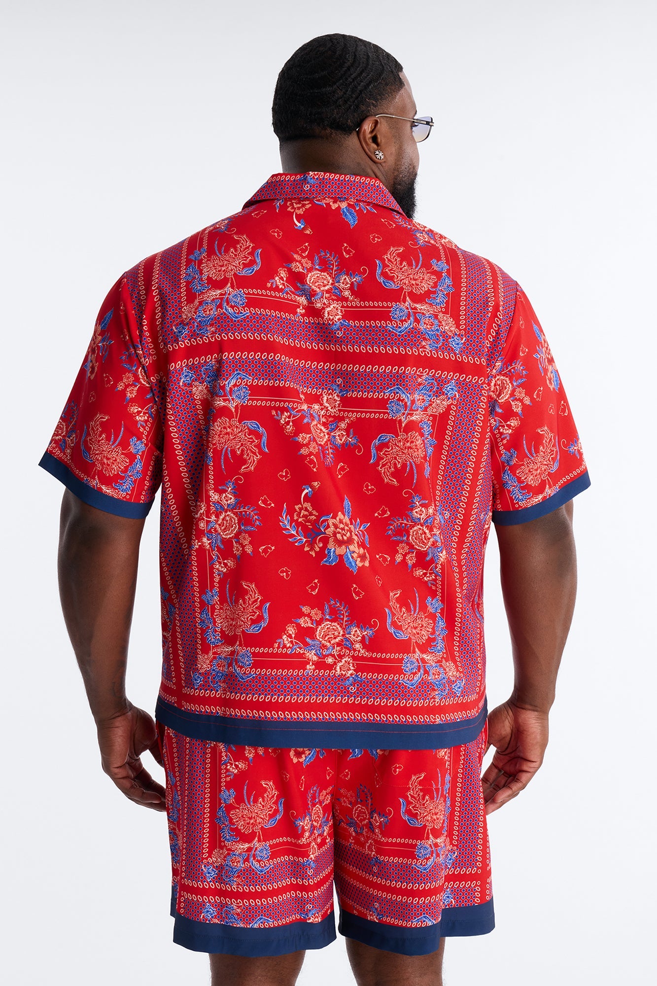 Relaxed Mirage Bloom Cuban Collar Button Shirt - Red