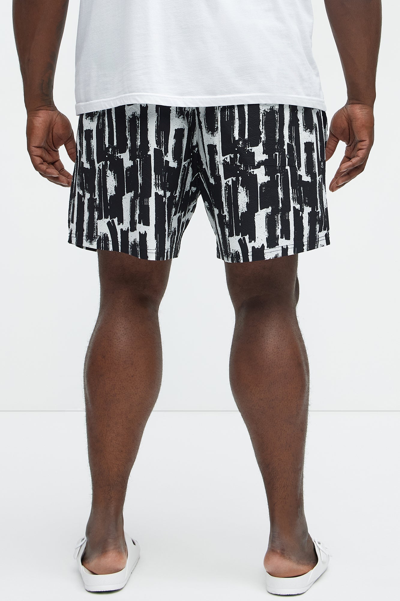 Seersucker Printed Swim Trunk 6″ - Black/combo