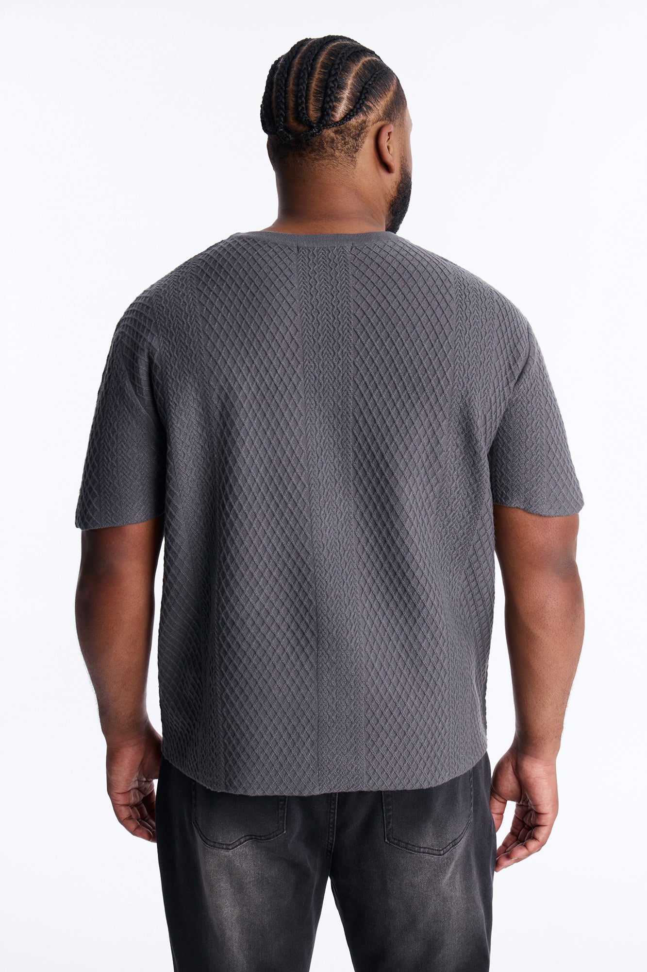 Relaxed Knitted Crewneck Tee - Black