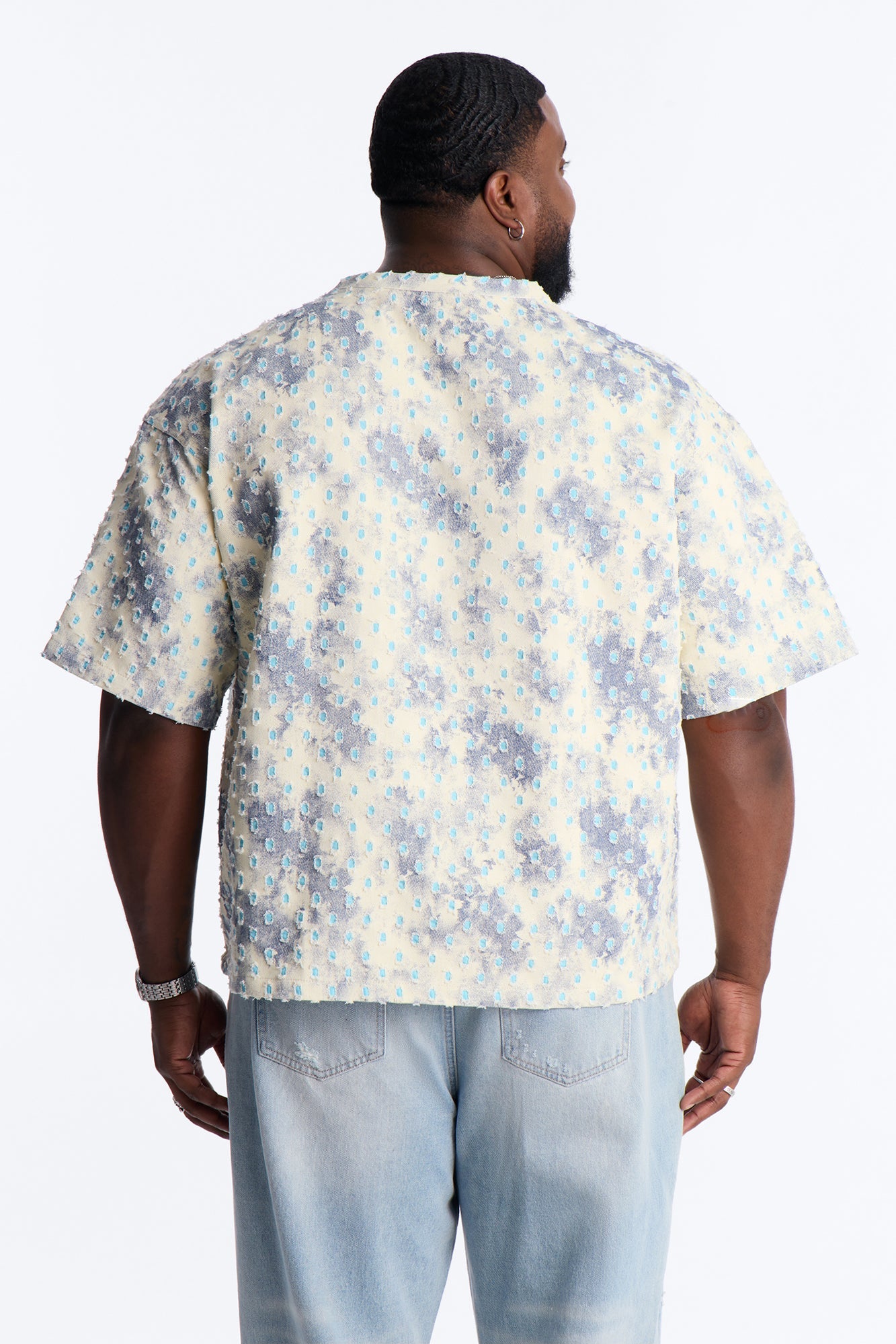 Boxy Desert Chrome Textured Shirt - White