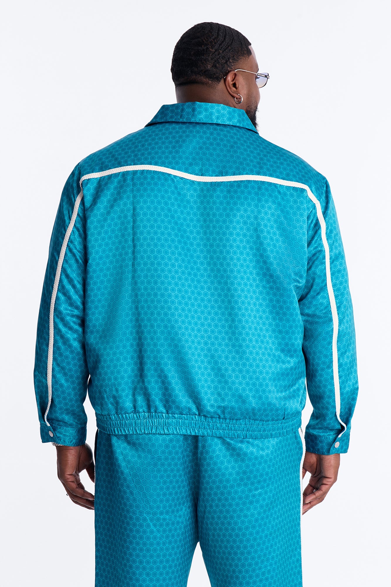 St. Tropez Motif Rope Applique Bomber Jacket - Blue
