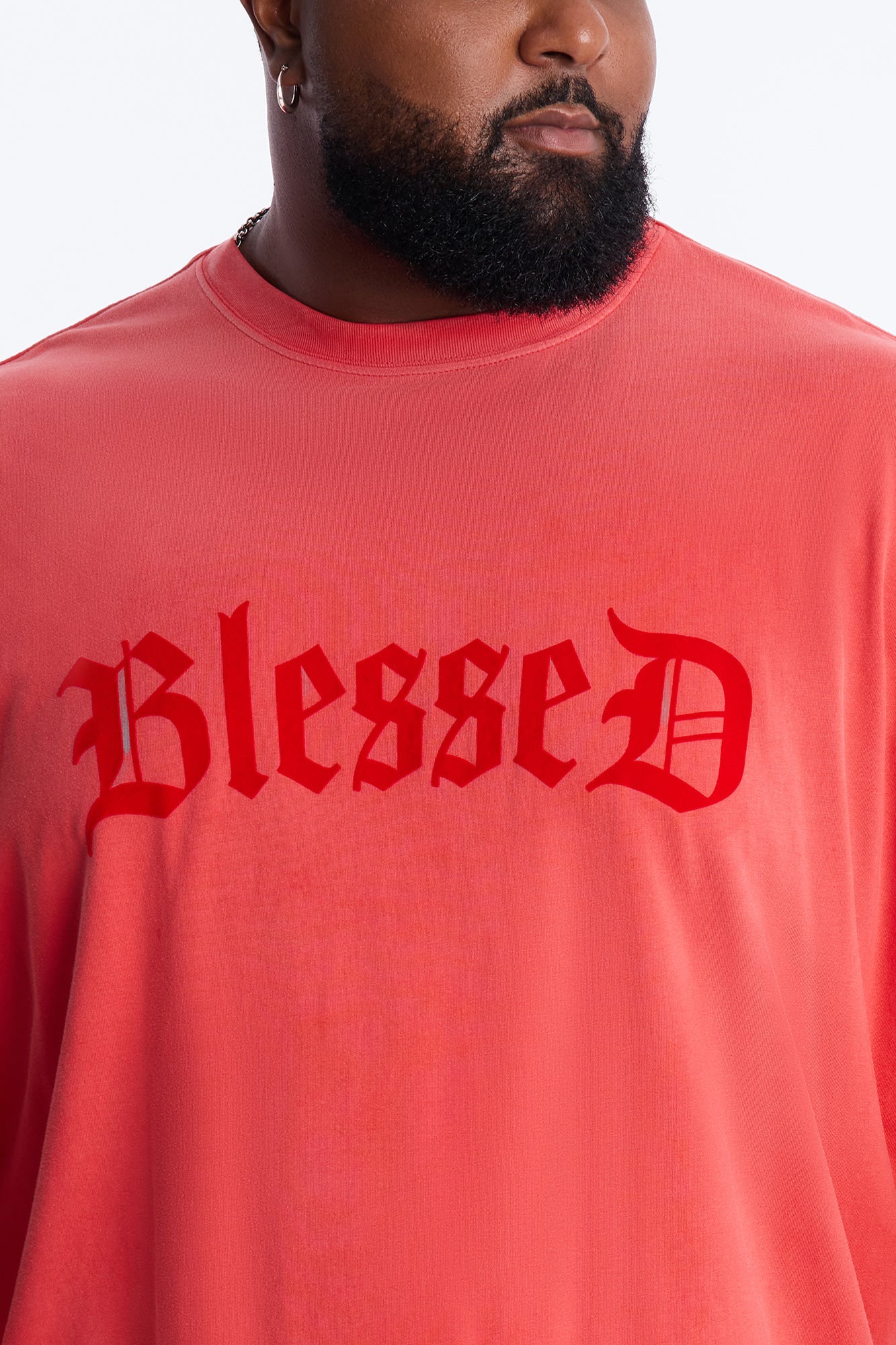 Blessed Flocked Short Sleeve Tee - Red