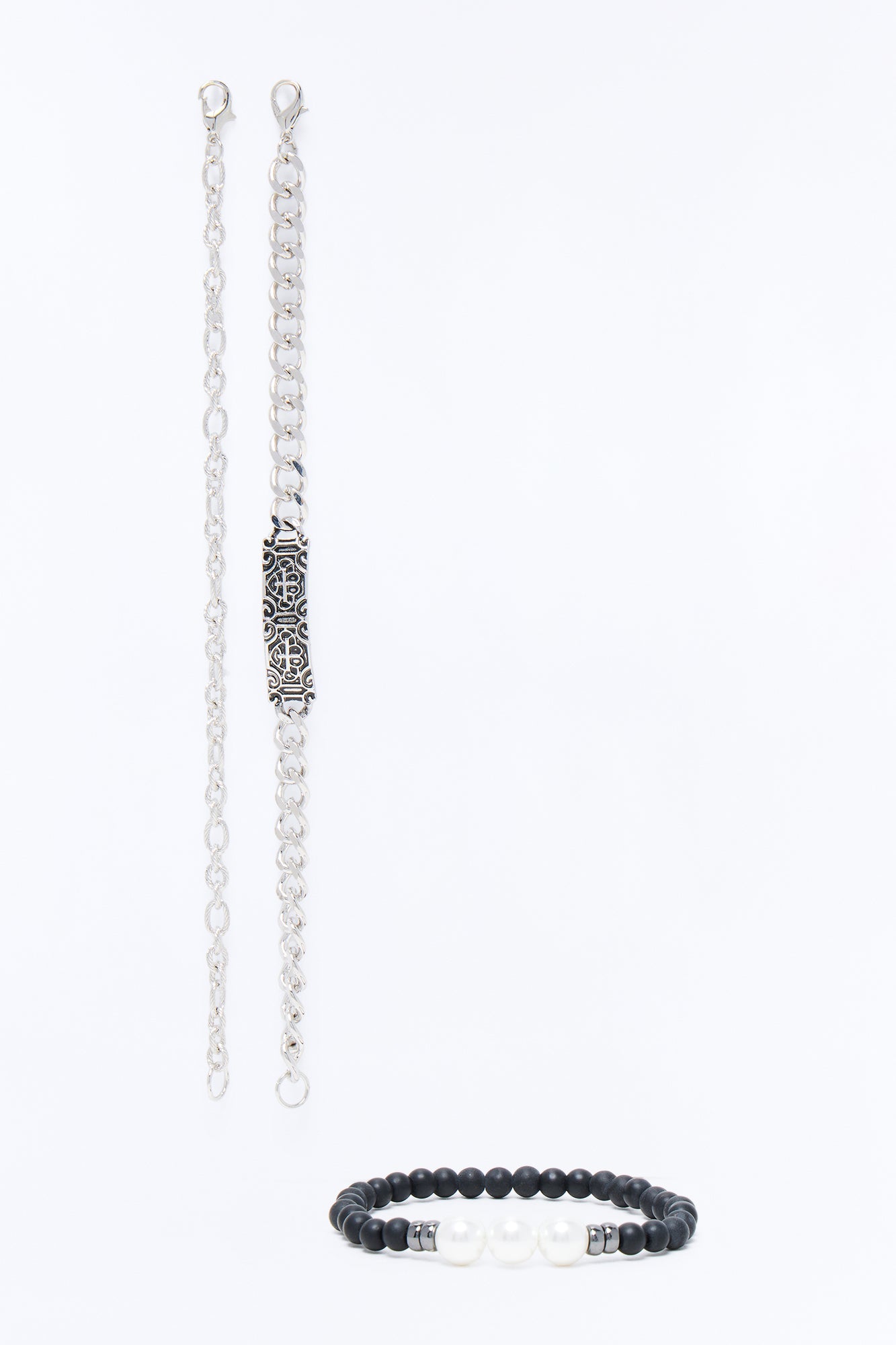 Monochrome Authority Bracelet Set - Silver