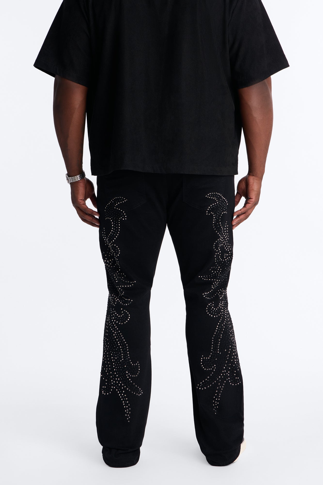 Stacked Skinny Flare Electric Storm Jean - Black