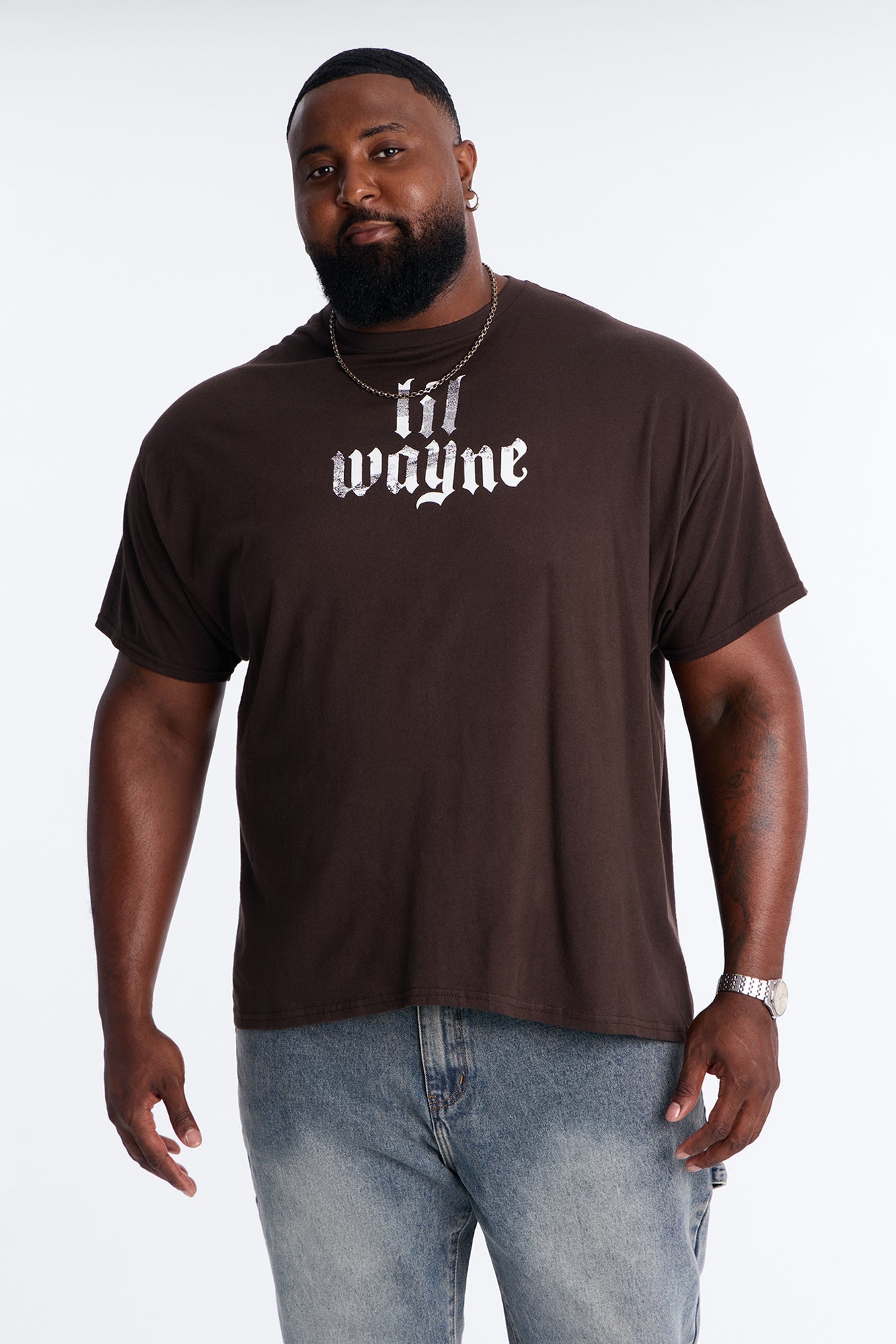 Lil Wayne Flames Graphic Short Sleeve Tee - Brown