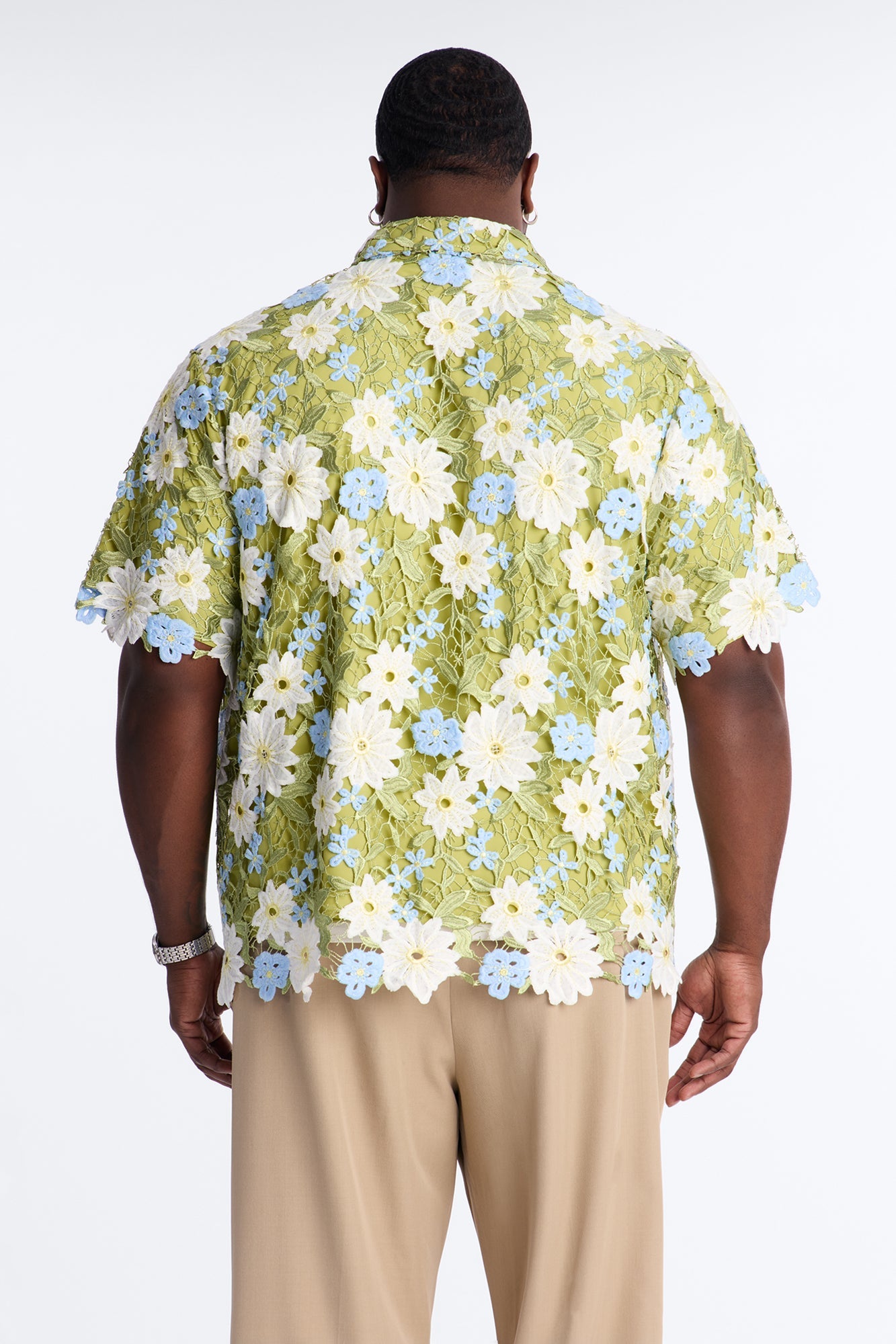 Relaxed Paradise Floral Button Up Shirt - Green