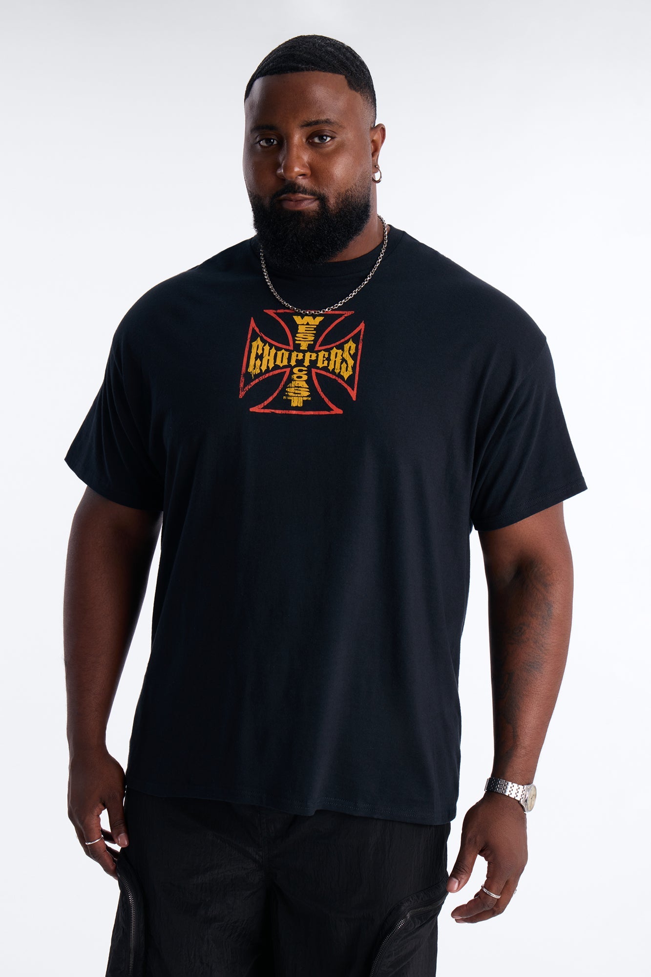 West Coast Choppers Cobra Puff Print Short Sleeve Tee - Black
