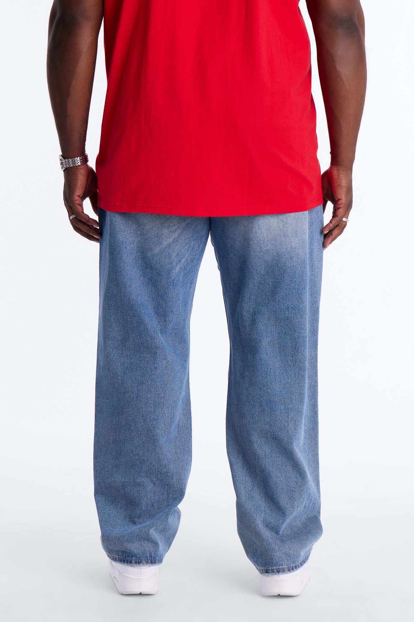Essential Destroyed Straight Rigid Jean - Medium Blue Wash