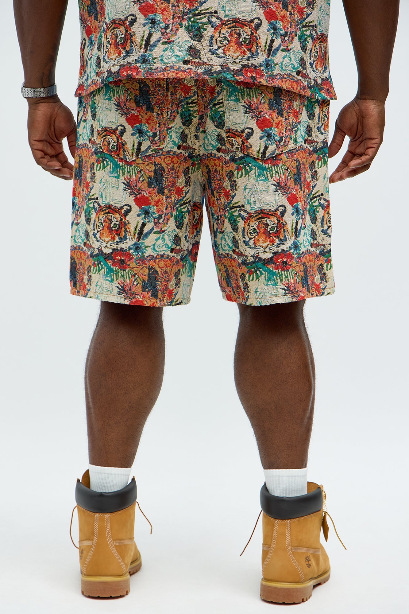 Relaxed Ansel Tapestry Carpenter Denim Shorts - Blue/combo