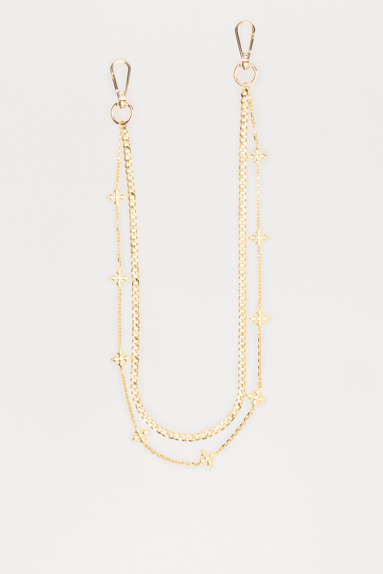 Cross & Cuban Double Pant Chain - Gold