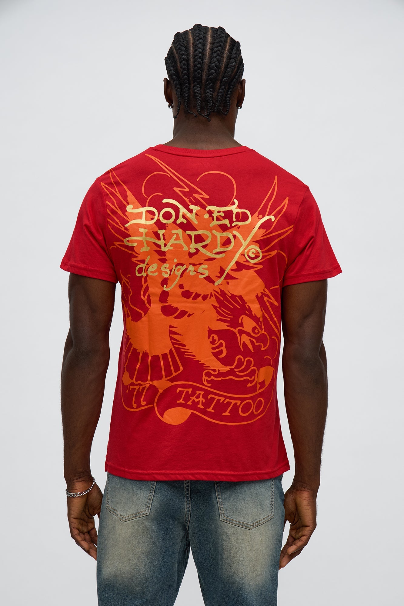 Ed Hardy Rose Faith Short Sleeve Tee - Red