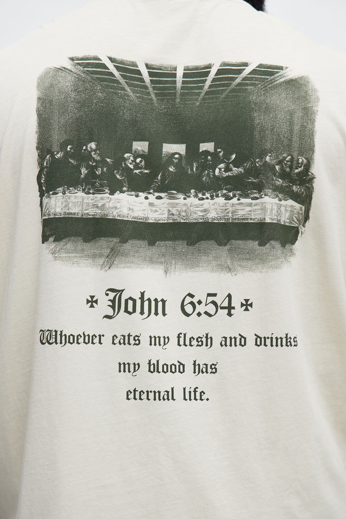 John 6 Verse 54 Oversized Short Sleeve Tee - Cream