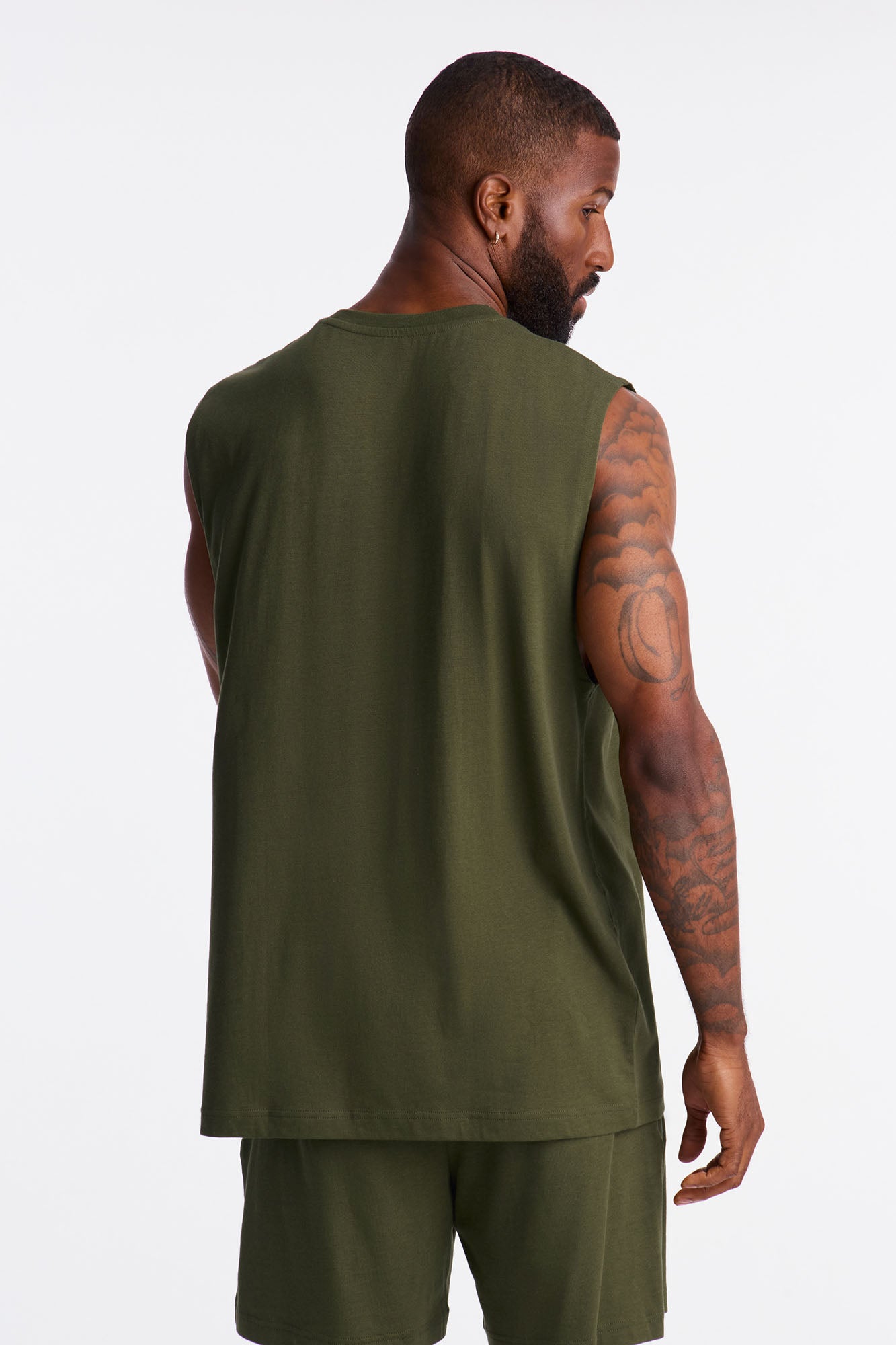 Essential Modal Lounge Sleeveless Muscle Tee - Olive
