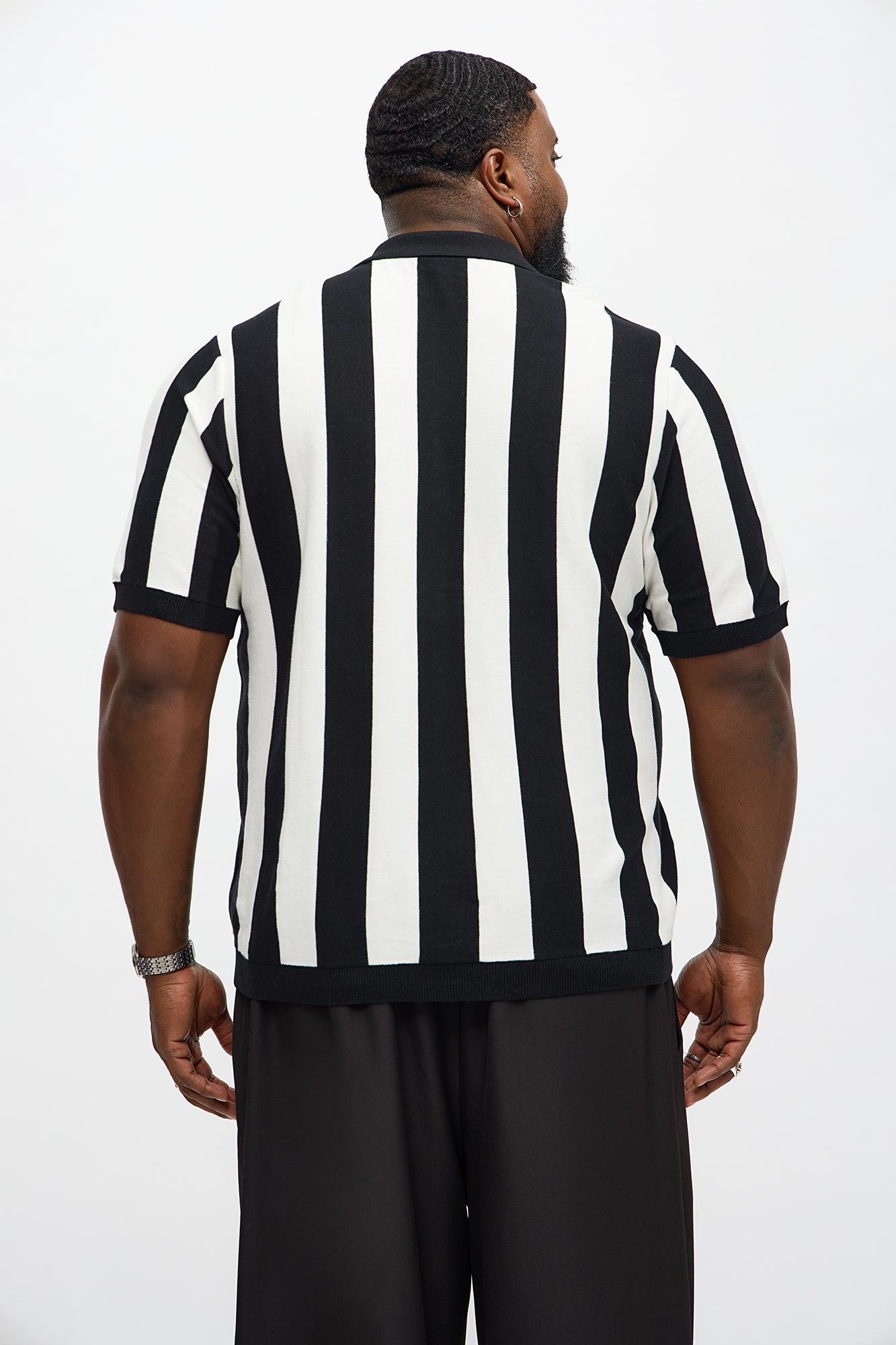 Old Sport Striped Short Sleeve Polo - Black/combo