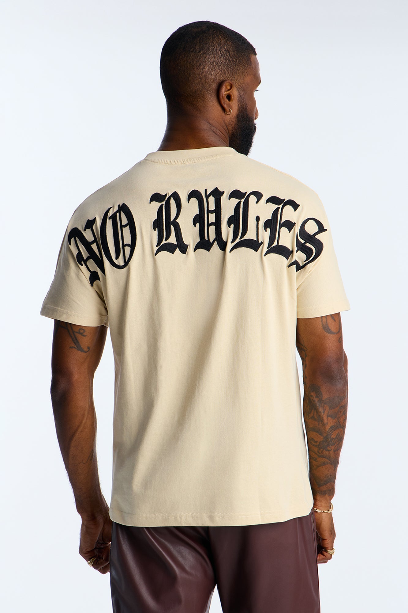 No Rules Law Embroidery Short Sleeve Tee - Off White