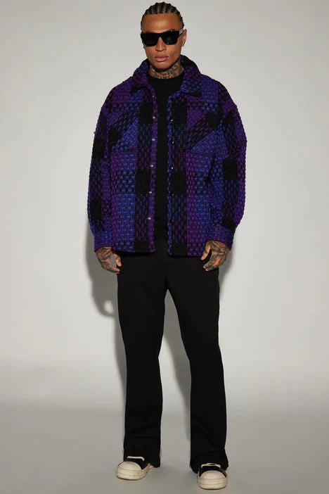 Beverly Tweed Shacket - Purple/combo