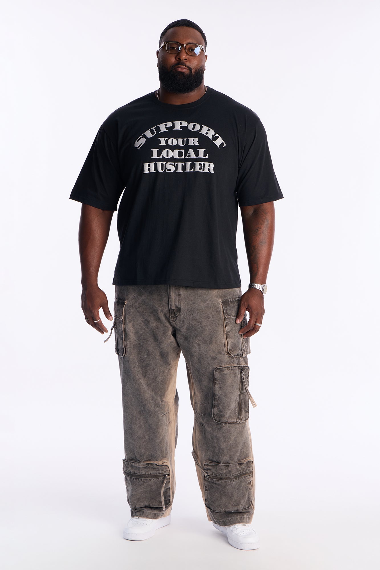 Support Your Local Hustler Oversized Short Sleeve Tee - Black