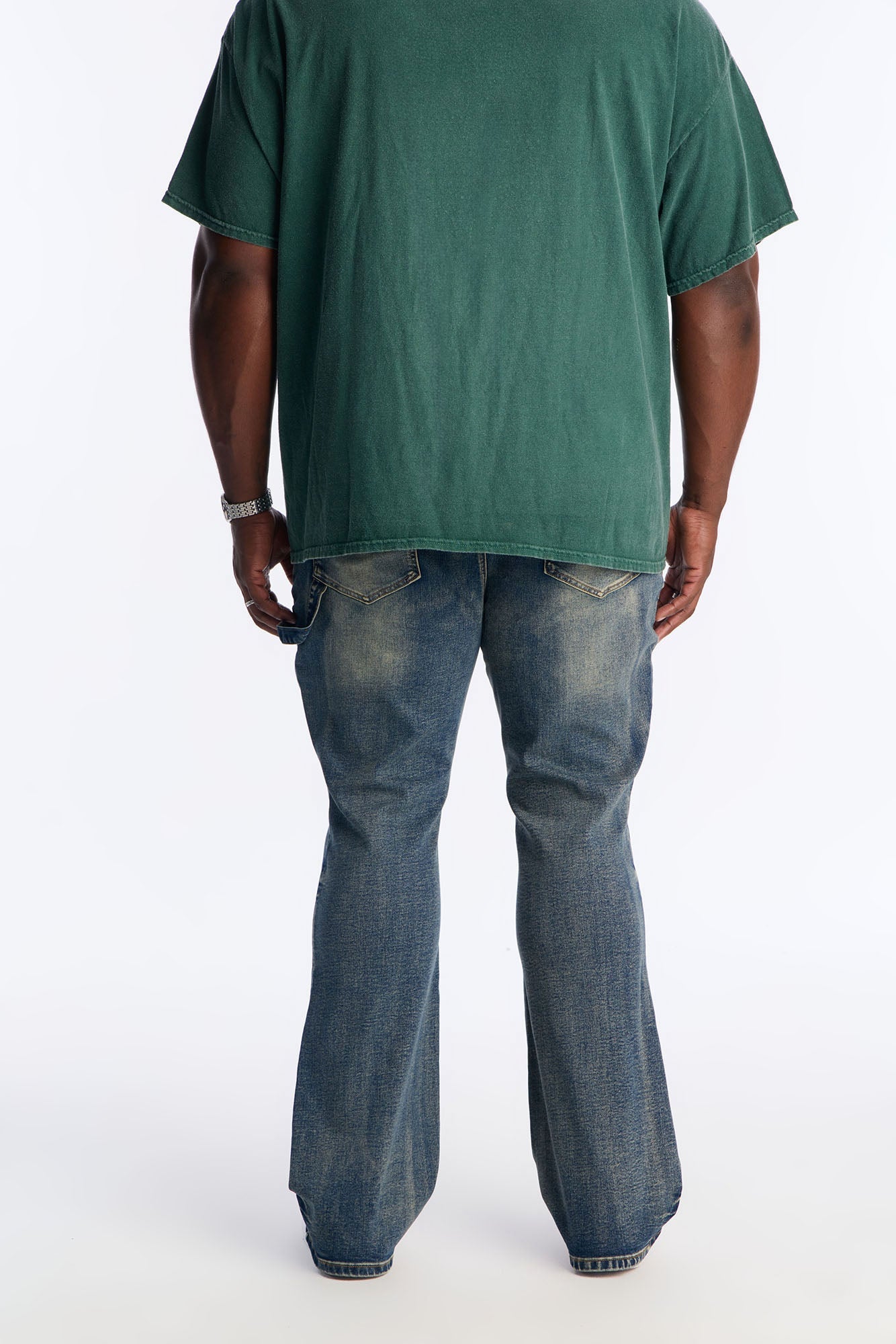 Stacked Skinny Flare Up To Me Carpenter Distressed Jean - Medium Wash