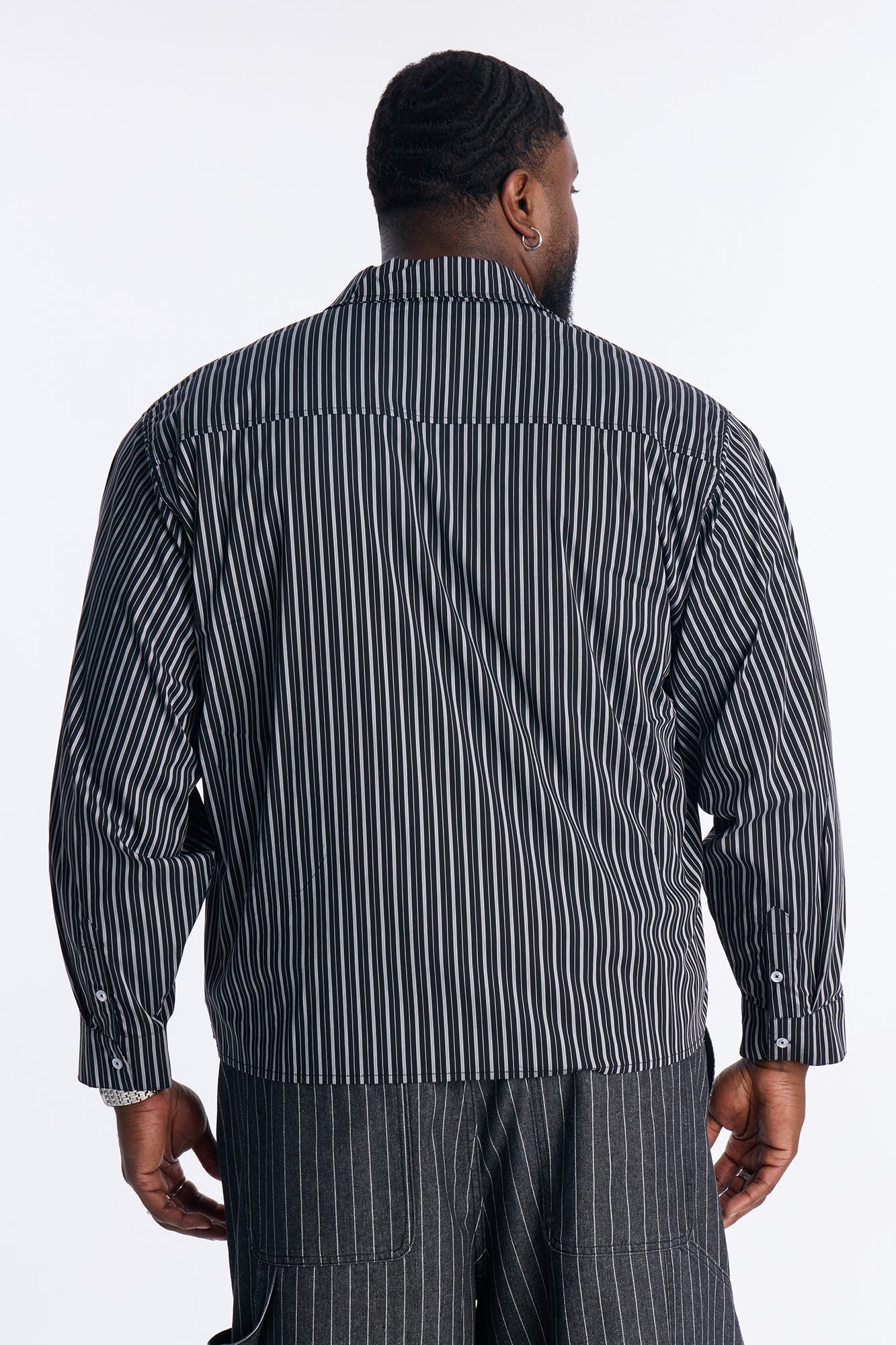 Santos Striped Button Up Shirt - Black/combo