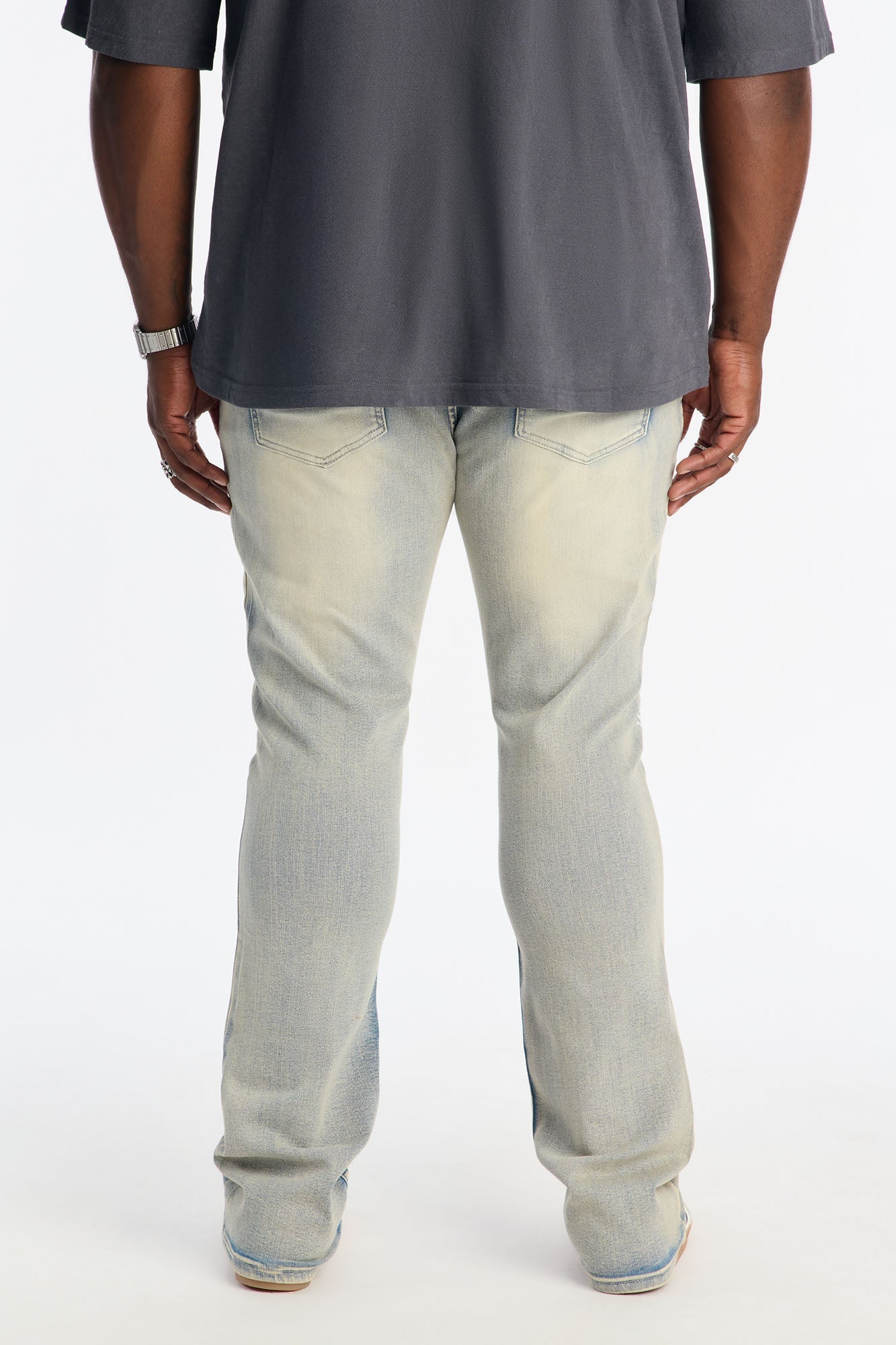 Stacked Skinny Flare Ice Star Pearl Jean - Light Wash
