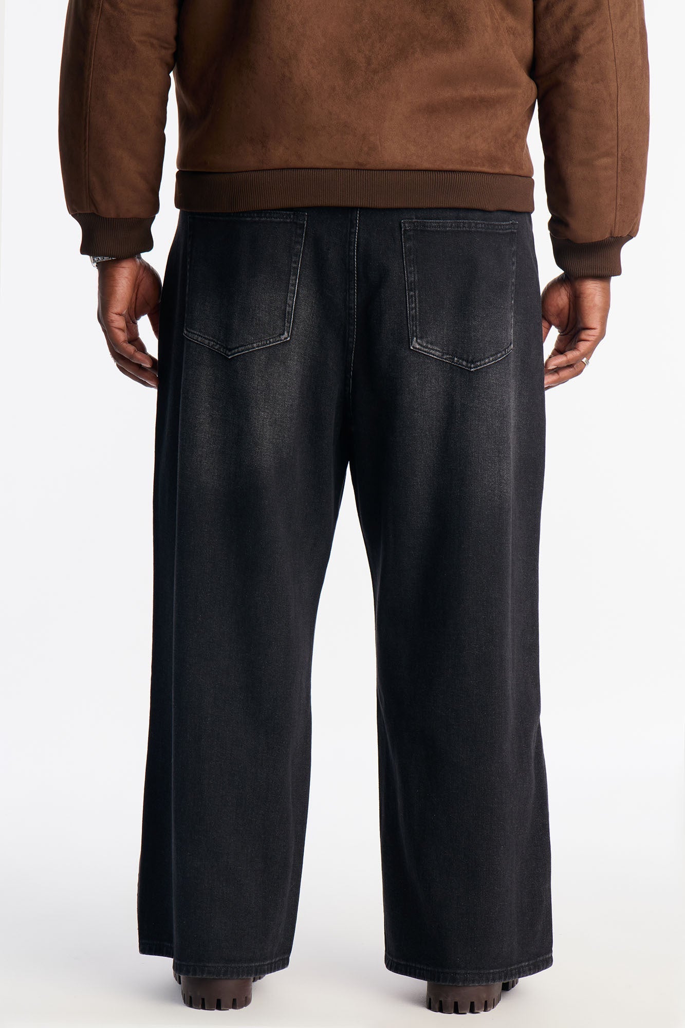Baggy Wide Leg Tuxedo Stripe Jean - Black Wash