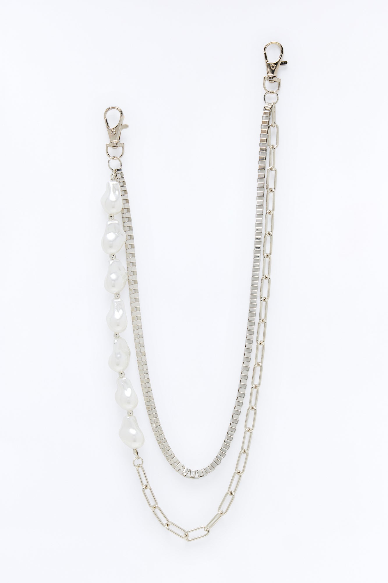 Pearl Multi Link Stacked Pant Chain - Silver
