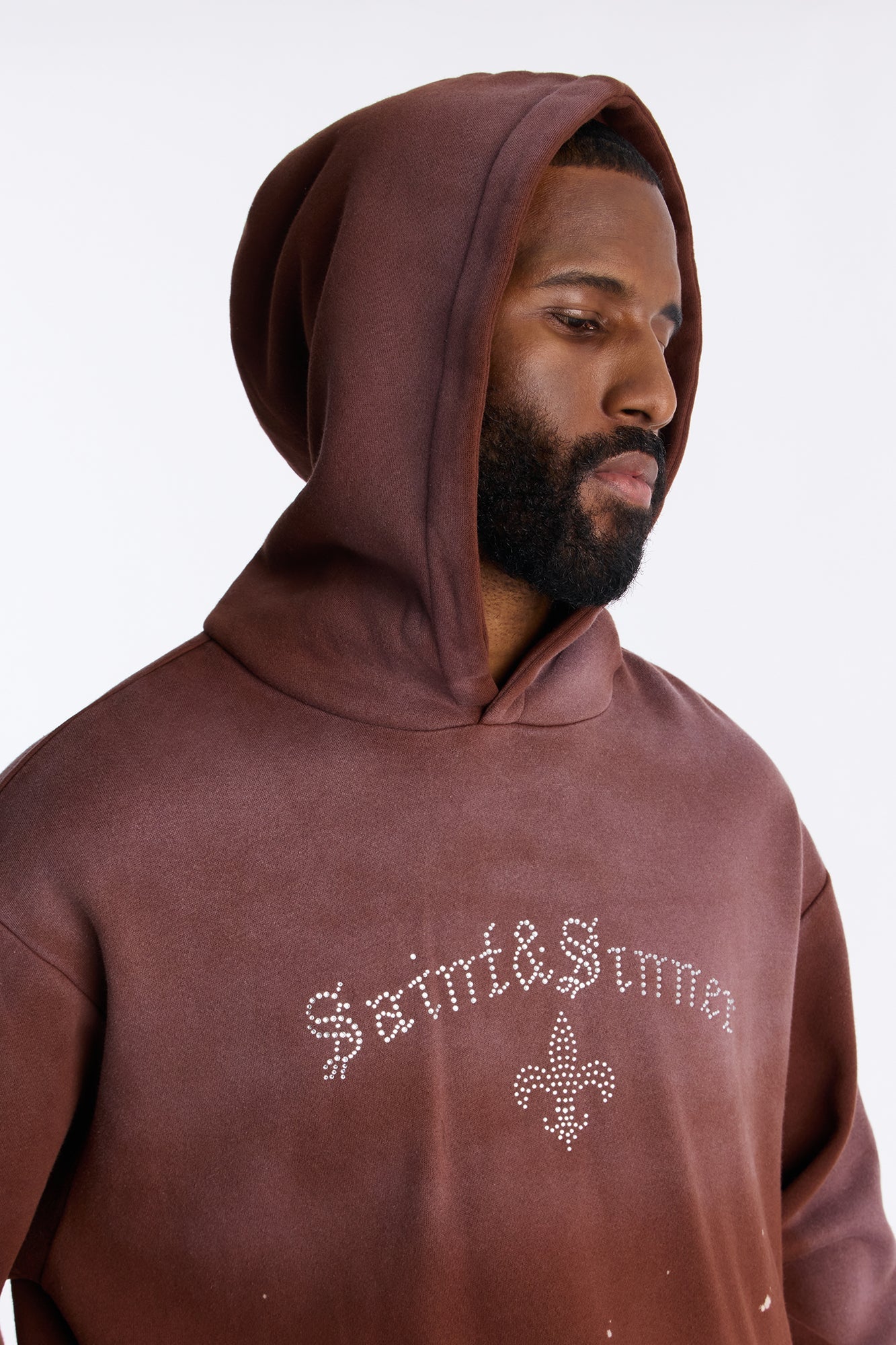Saints And Sinners Distressed Hoodie - Brown