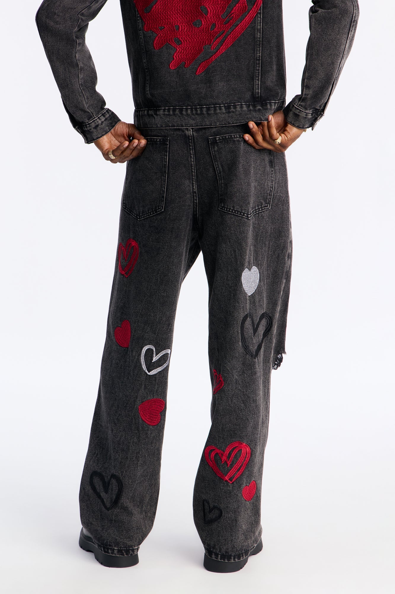Baggy Hearts In The Air Jean - Black Wash