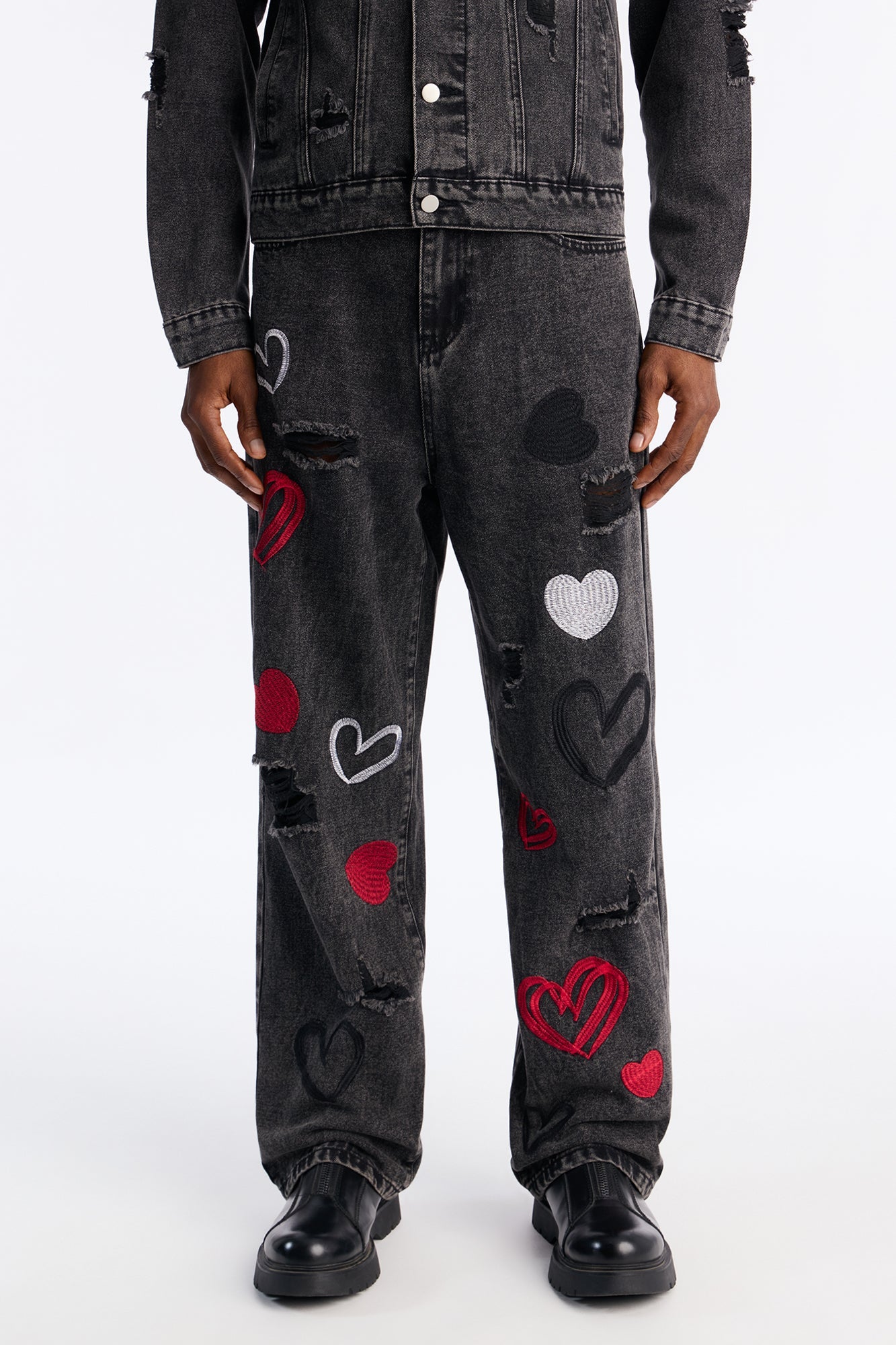 Baggy Hearts In The Air Jean - Black Wash