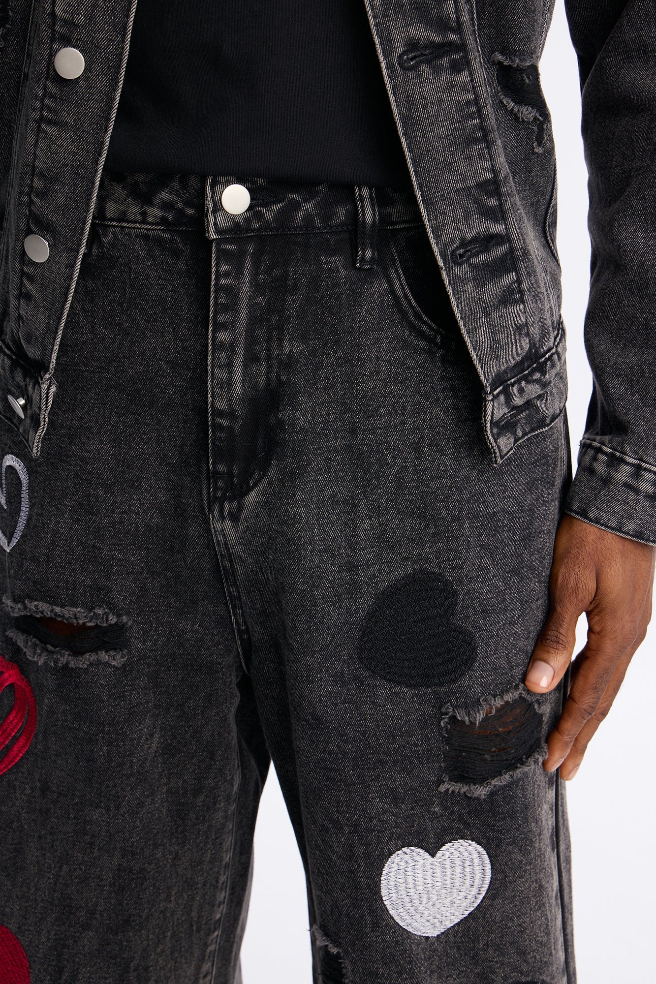 Baggy Hearts In The Air Jean - Black Wash