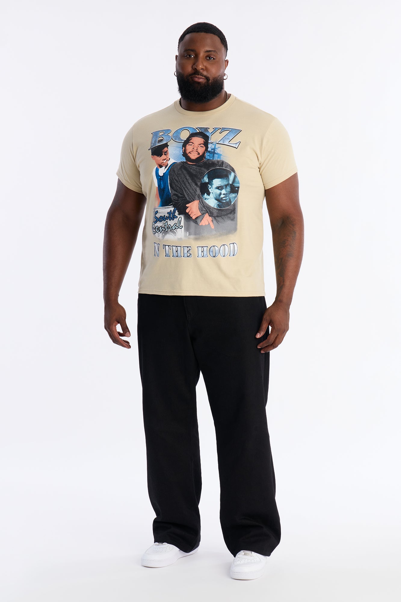 Boyz N The Hood Embroidered Short Sleeve Tee - Sand