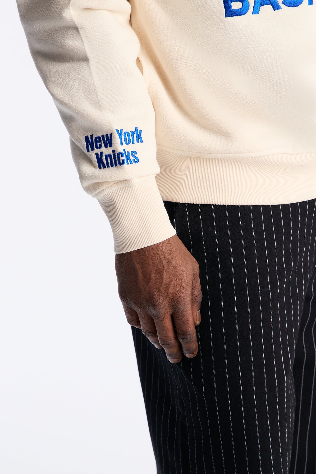 Knicks Embroidered Oversized Hoodie - Cream