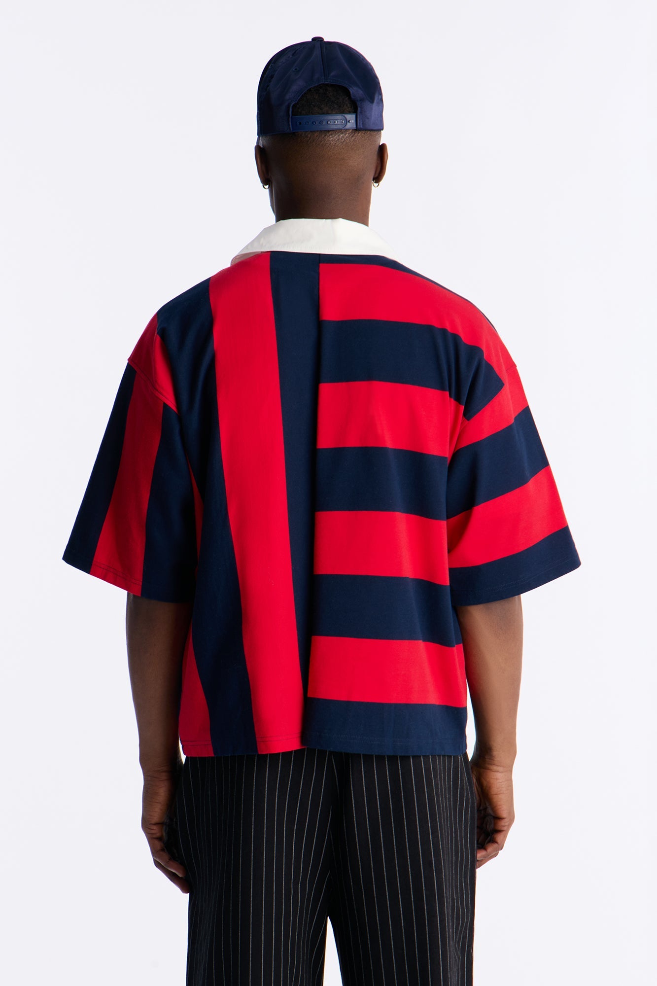 Auth Short Sleeve Rugby Stripes Polo - Navy/Red