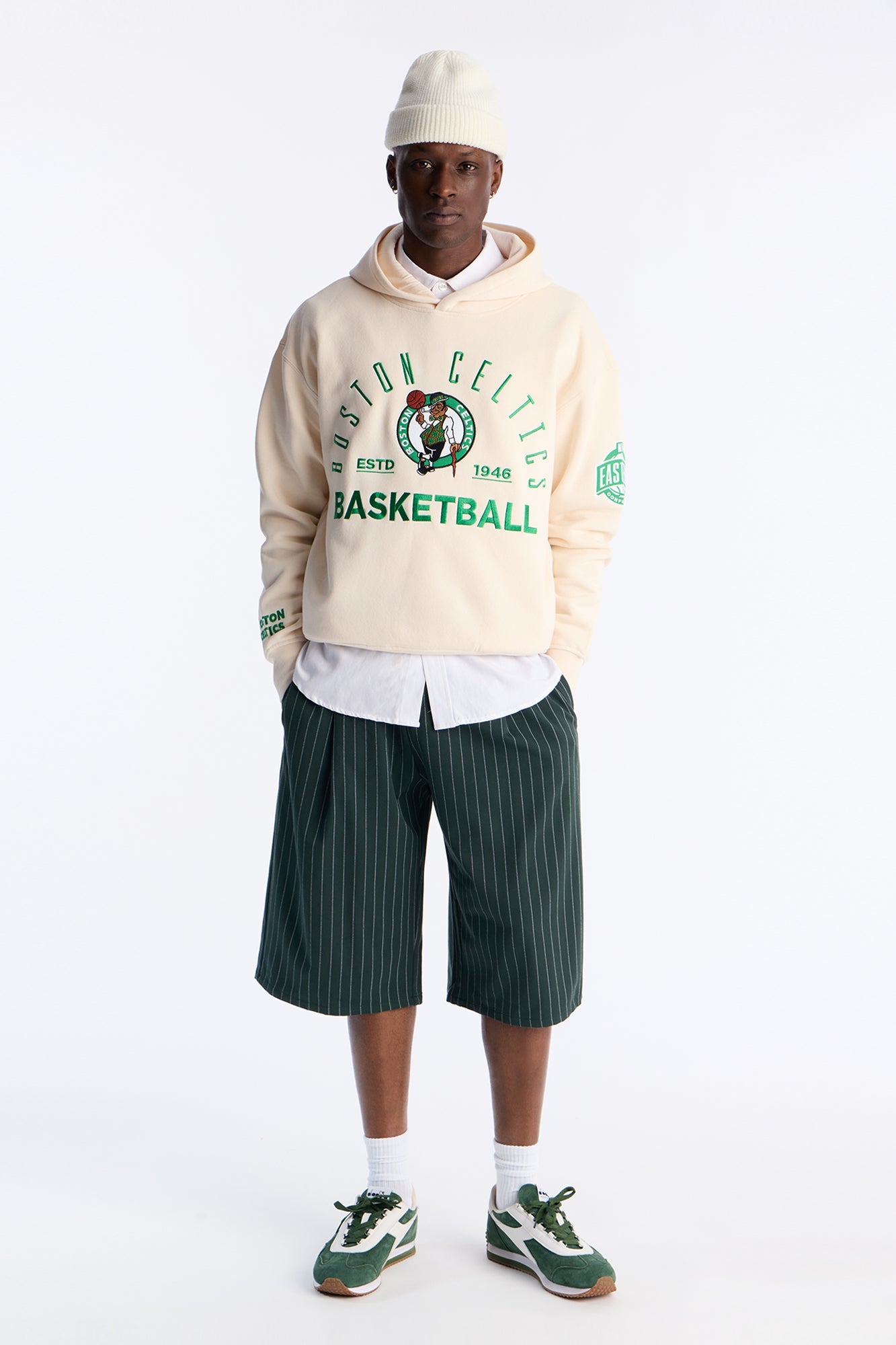 Celtics Embroidered Oversized Hoodie - Cream