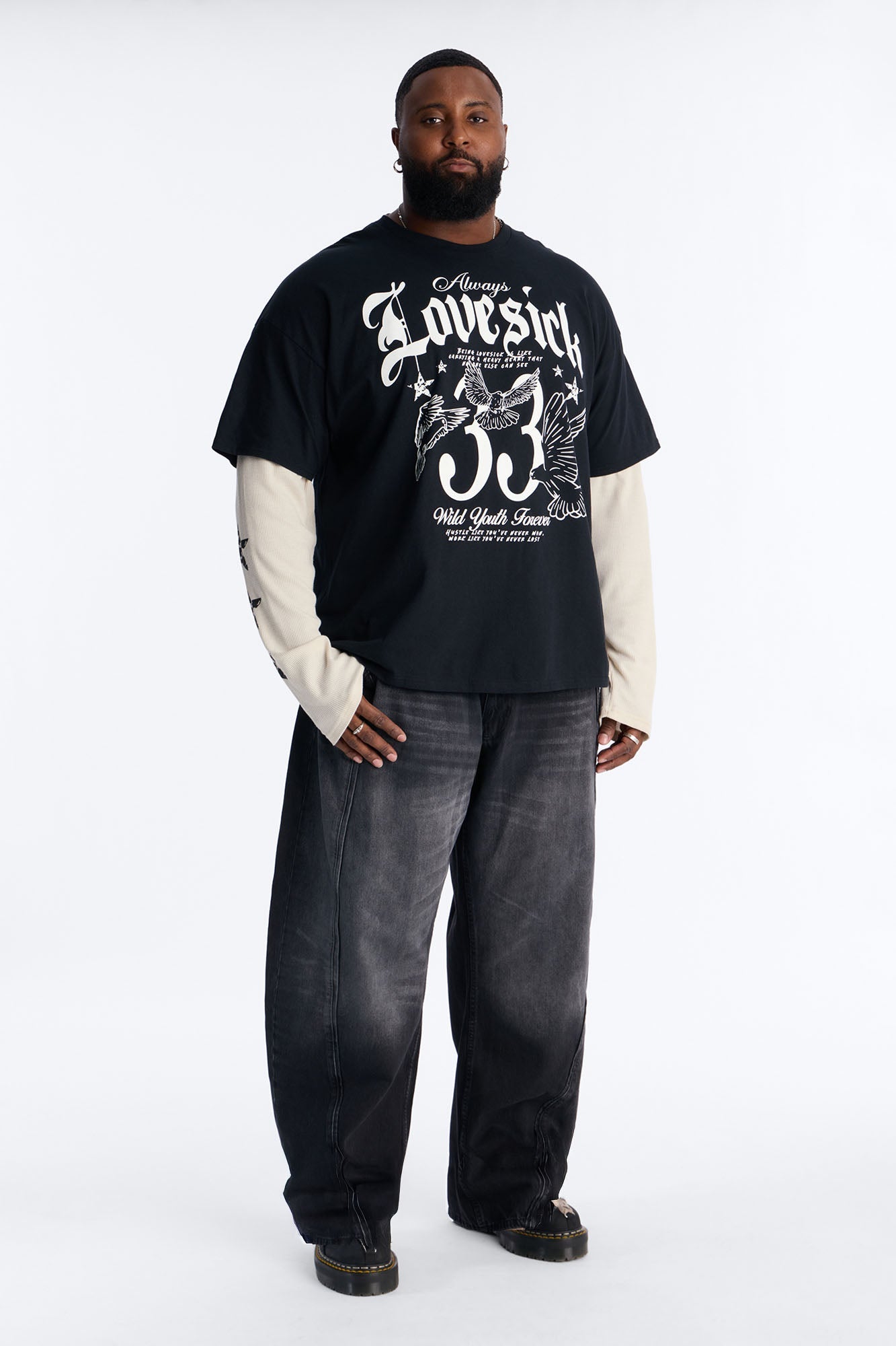 Lovesick 2fer Long Sleeve Tee - Black