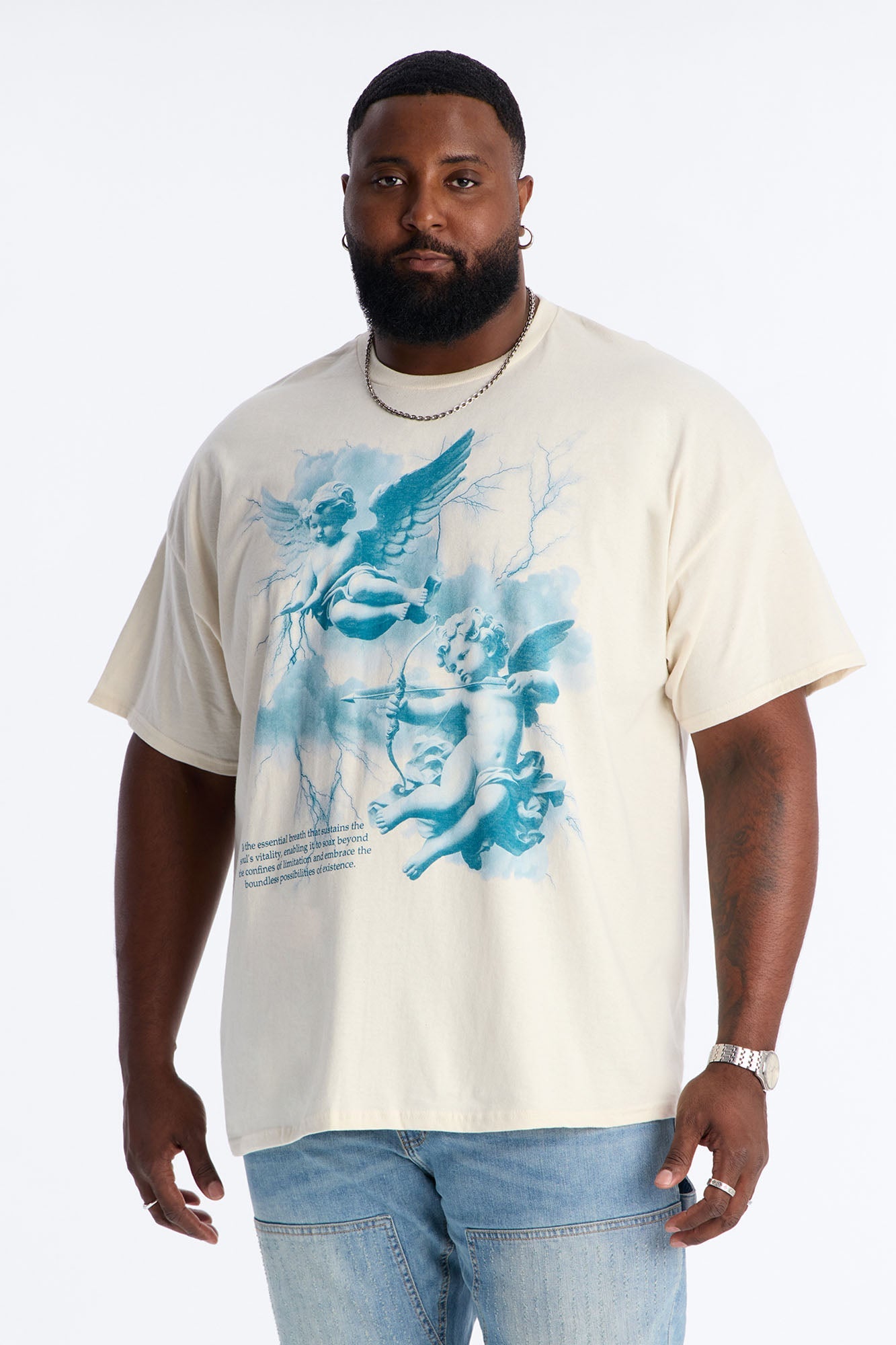 Angelic Archers Oversized Short Sleeve Tee - Cream