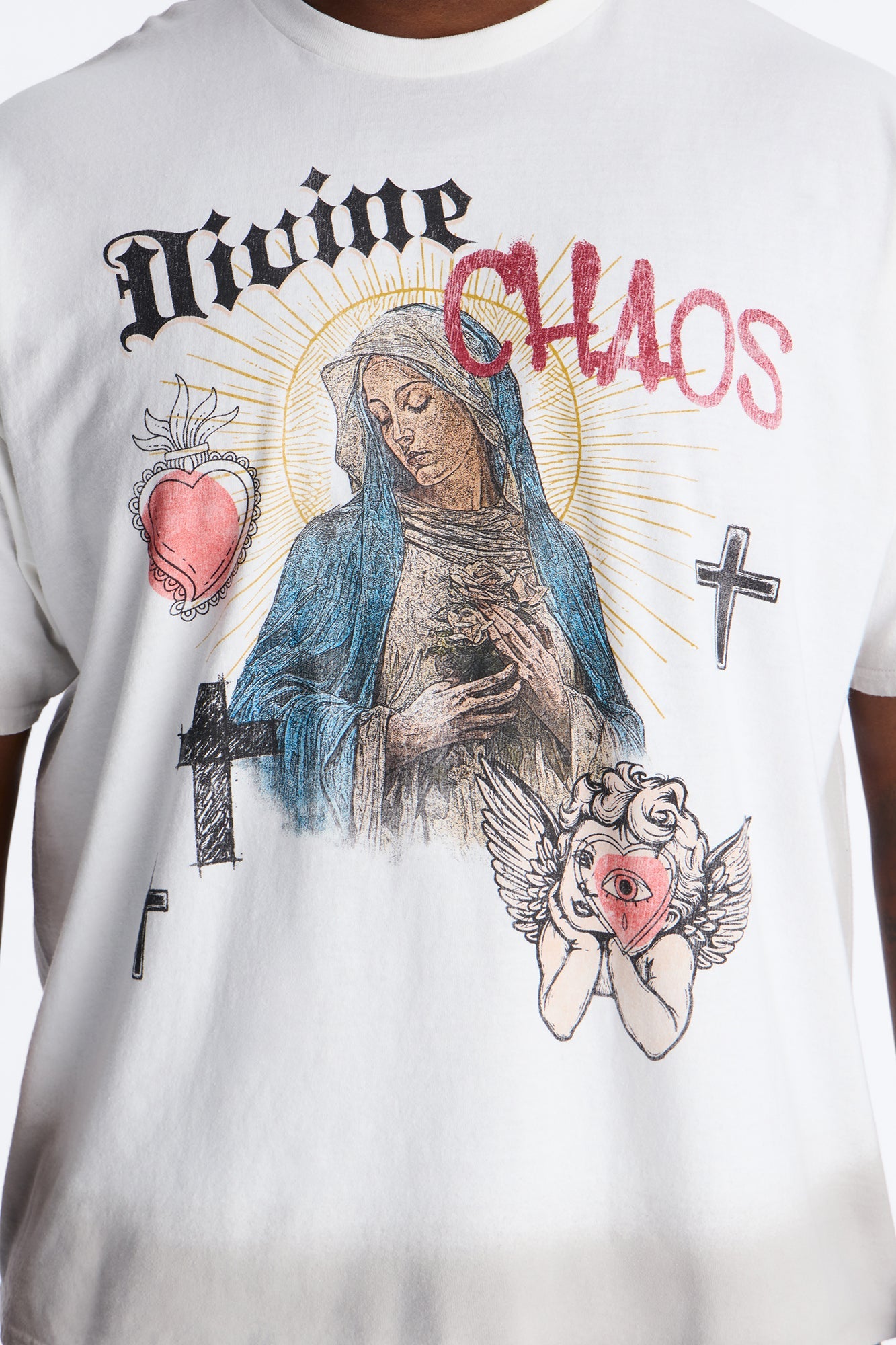 Divine Chaos Oversized Short Sleeve Tee - White