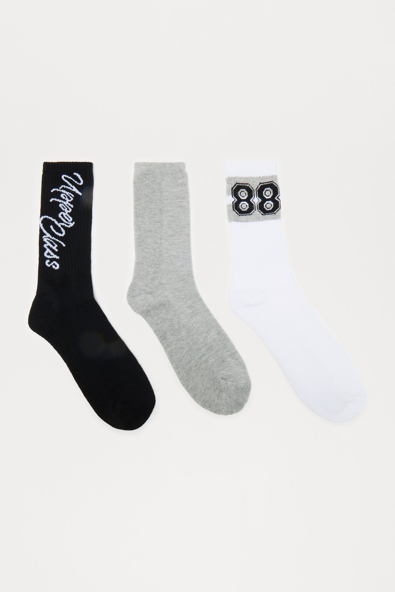 Upper Class Solid Graphic Crew Socks 3 Pack - Black/combo